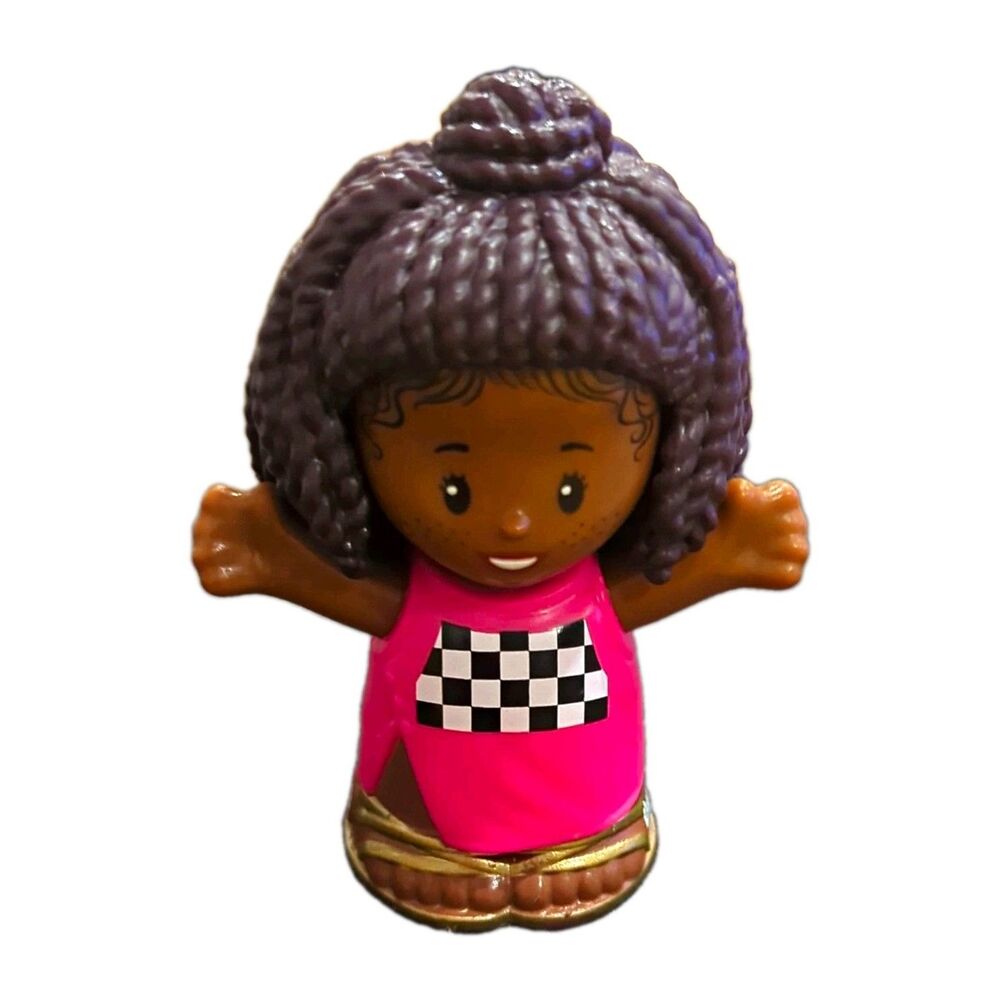 Fisher-Price Little People Girl Figure Purple Hair Pink Top Checkered Shirt